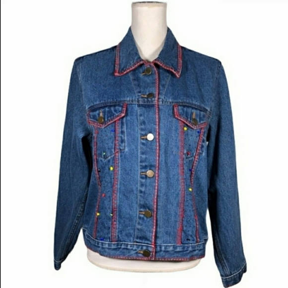 Anage embroidered with beads denim jacket. - Picture 9 of 9